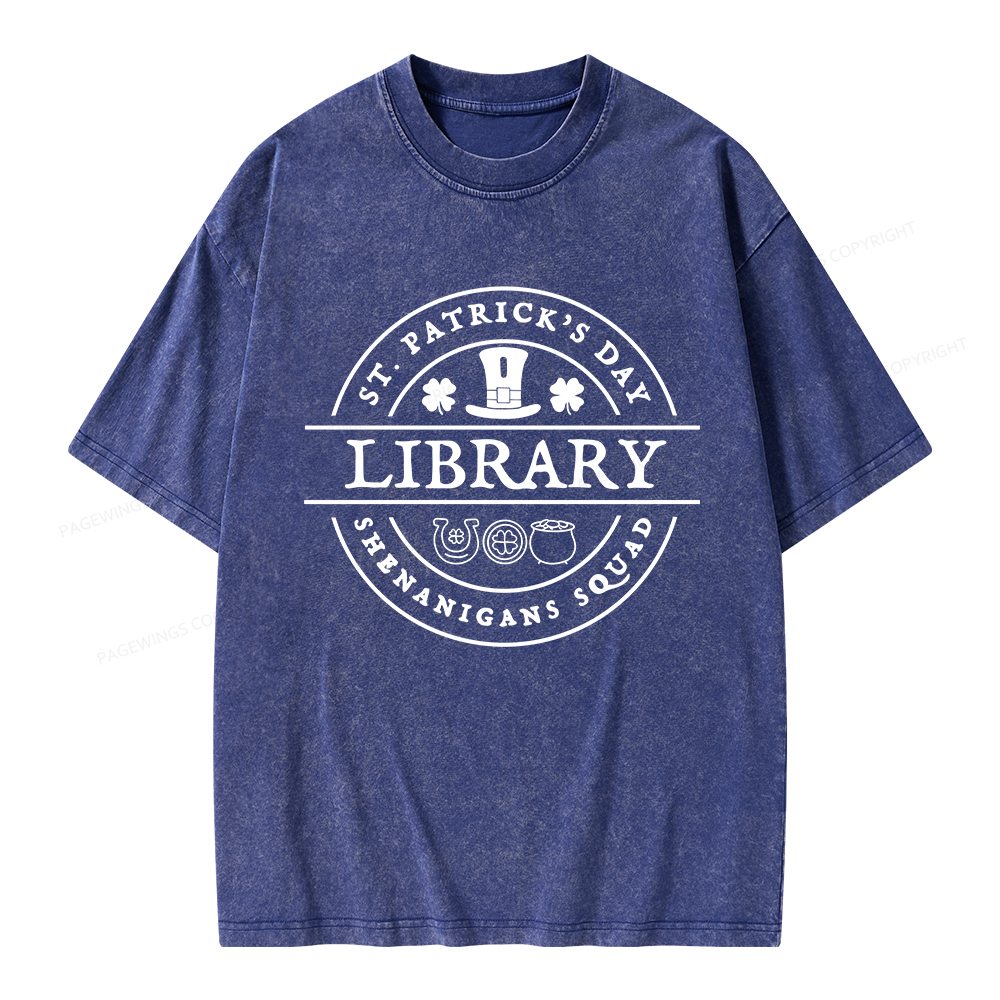 Pagewings St. Patrick's Day Library Unisex Washed T-shirt
