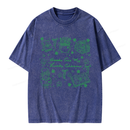 Pagewings St. Patrick’s Day Book Lover Unisex Washed T-shirt
