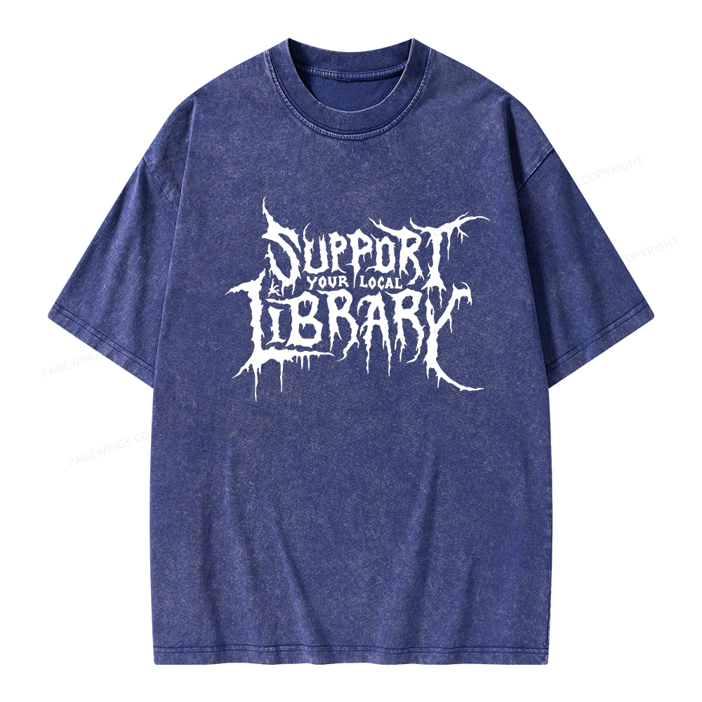 Pagewings Support Your Local Library Unisex Washed T-shirt