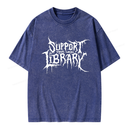 Pagewings Support Your Local Library Unisex Washed T-shirt