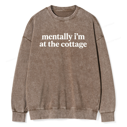 Pagewings Mentally I'm At The Cottage Unisex Washed Sweatshirt