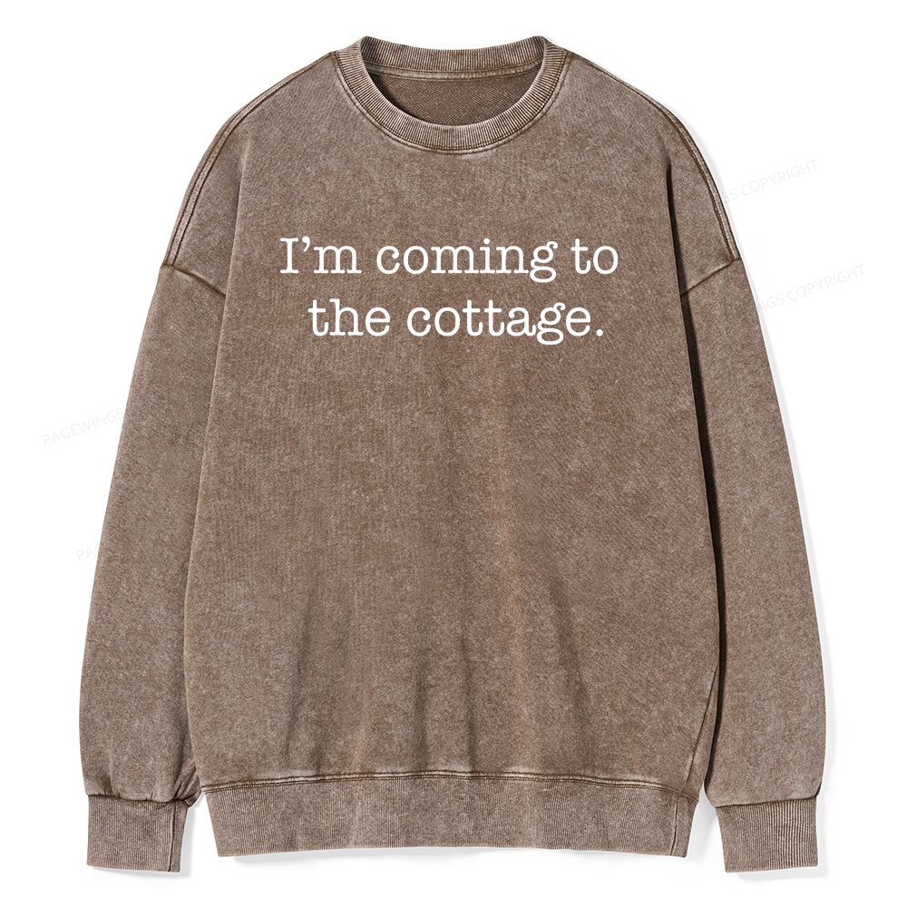 Pagewings I’m Coming To The Cottage Unisex Washed Sweatshirt