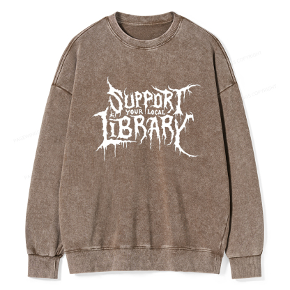 Pagewings Support Your Local Library Unisex Washed Sweatshirt