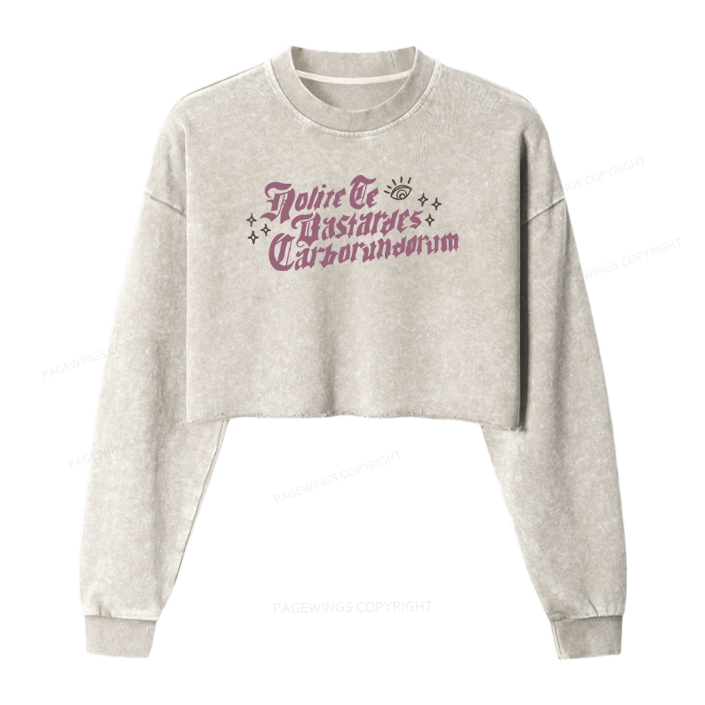 Pagewings Don't Let the Bastards Grind You Down Washed Crop Sweatshirt