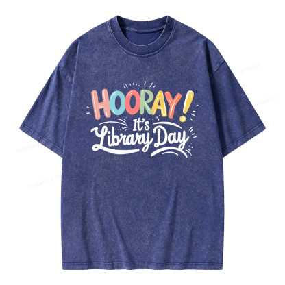 Pagewings Library Day Unisex Washed T-shirt