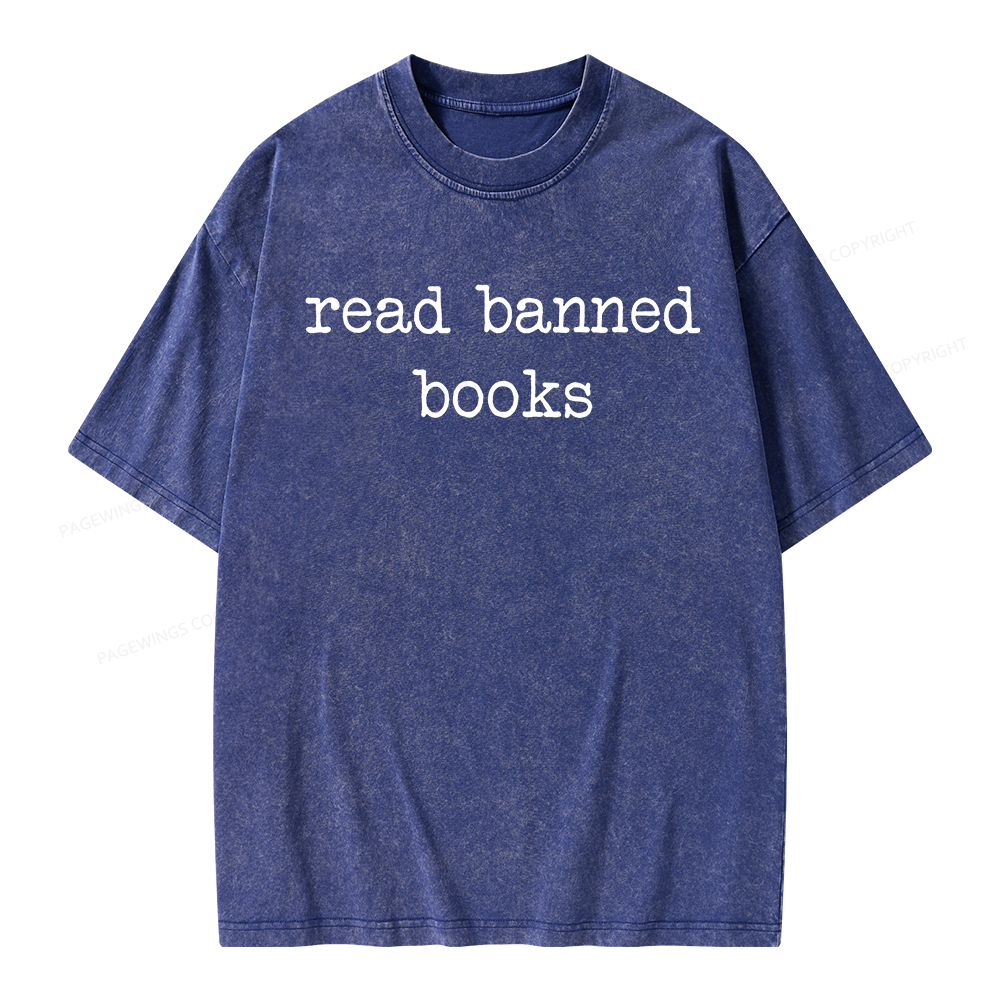 Pagewings Read Banned Books Unisex Washed T-shirt