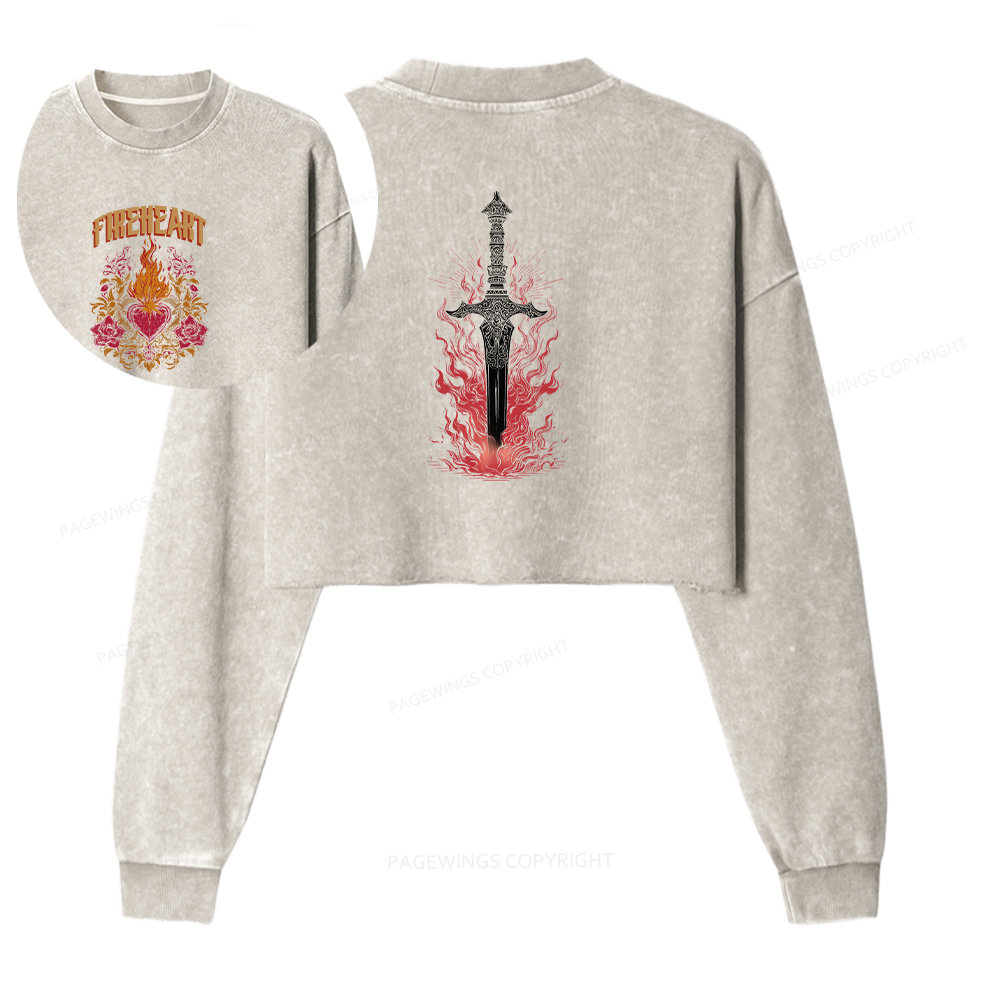 Pagewings Fireheart Washed Crop Sweatshirt