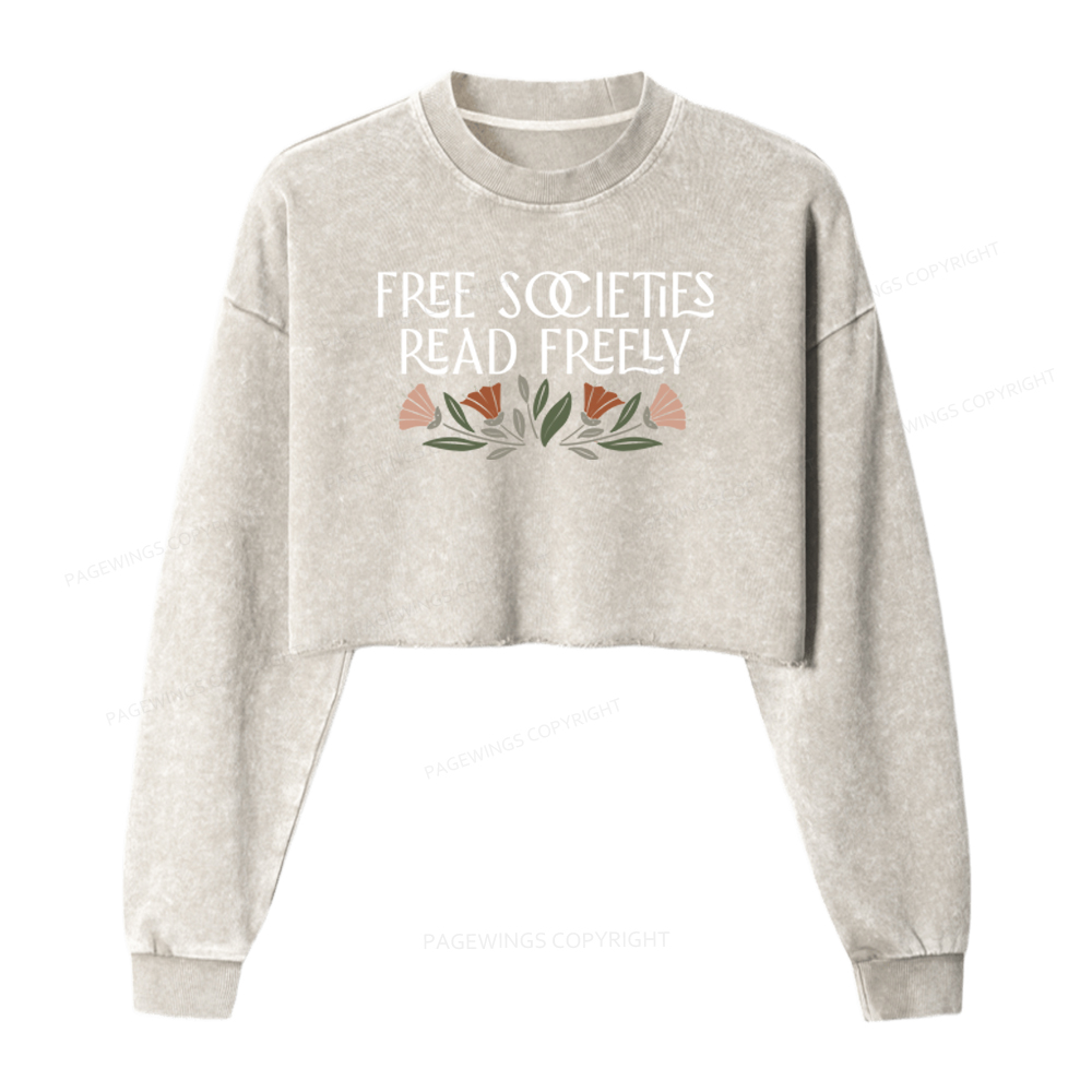 Pagewings Read Freely Washed Crop Sweatshirt