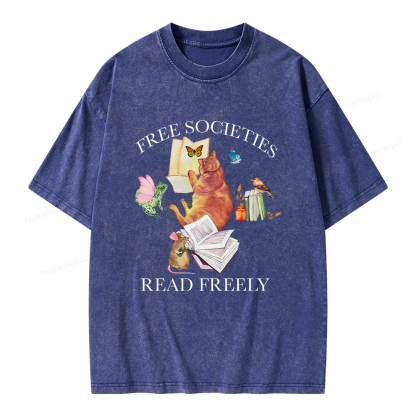 Pagewings Free societies read freely shirt Unisex Washed T-shirt