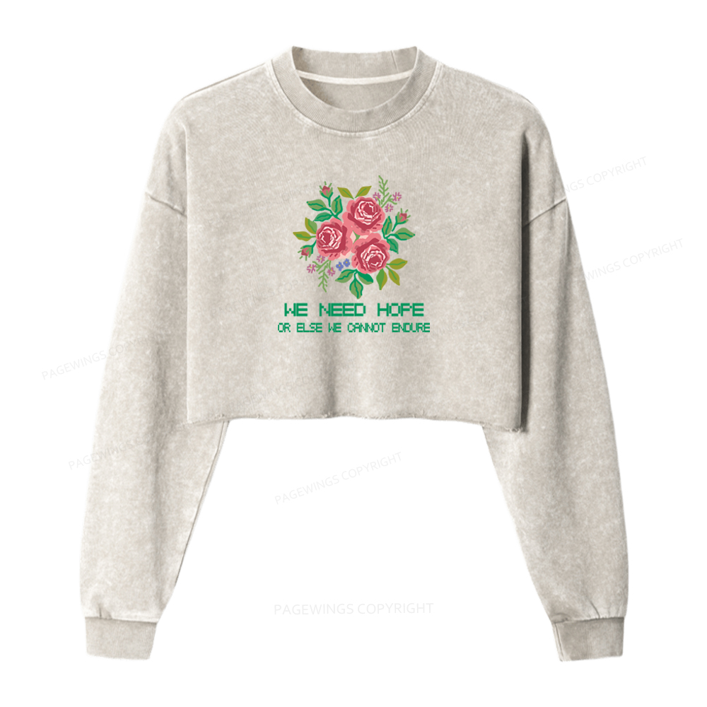 Pagewings We Need Hope Washed Crop Sweatshirt