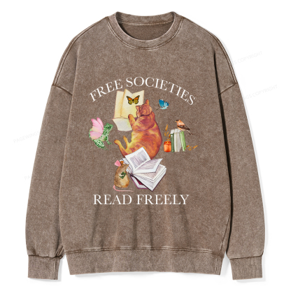 Pagewings Free societies read freely shirt Unisex Washed Sweatshirt