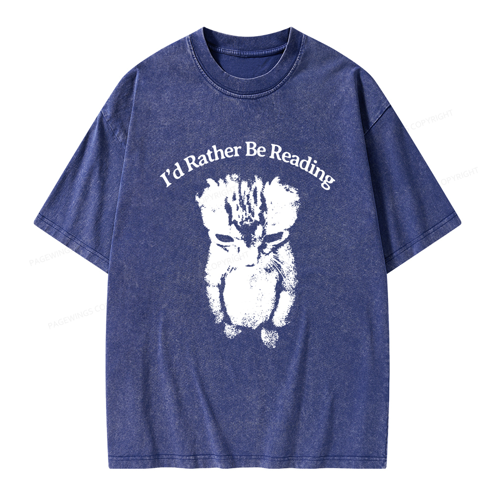 Pagewings I’d Rather Be Reading Unisex Washed T-shirt