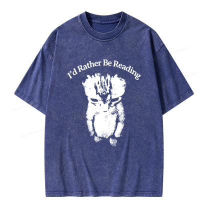 Pagewings I’d Rather Be Reading Unisex Washed T-shirt