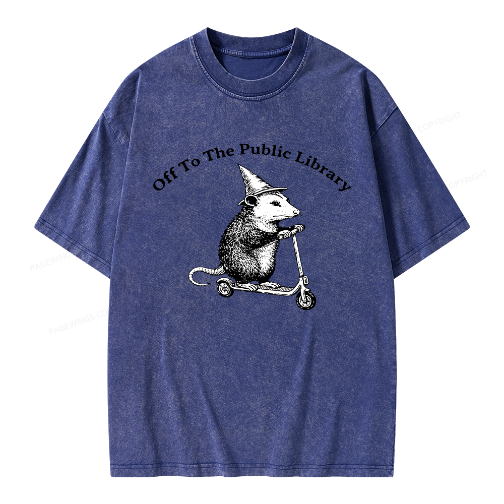 Pagewings Off To The Public Library Unisex Washed T-shirt