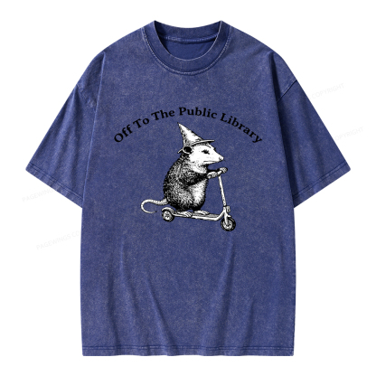 Pagewings Off To The Public Library Unisex Washed T-shirt