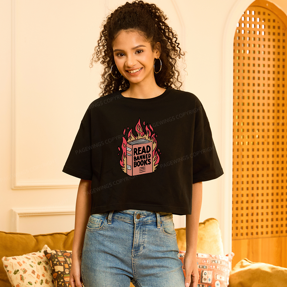 Pagewings Read Banned Books Women Crop Tops