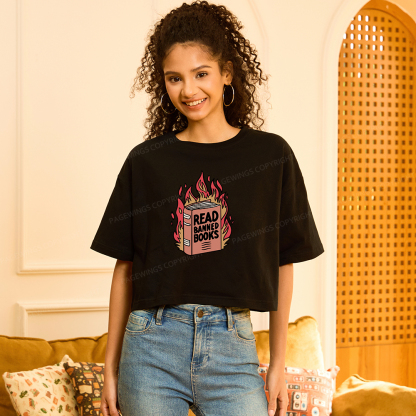Pagewings Read Banned Books Women Crop Tops