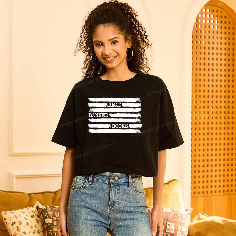 Pagewings Read Banned Books Bookworm Librarian Women Crop Tops