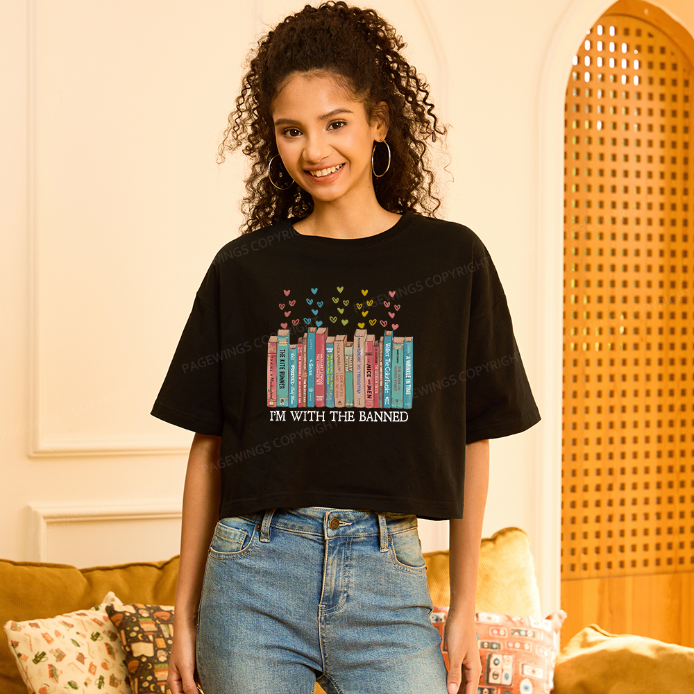 Pagewings I'm With The Banned Women Crop Tops