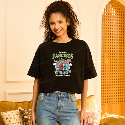 Pagewings Ban the Fascists Save the Books Women Crop Tops