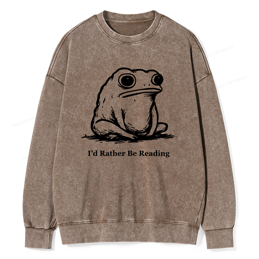 Pagewings I'd Rather Be Reading Unisex Washed Sweatshirt