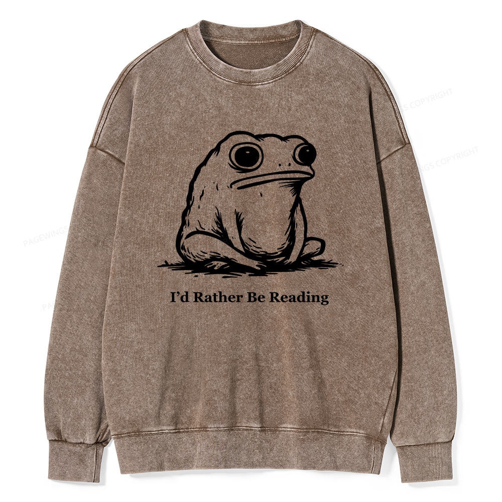 Pagewings I'd Rather Be Reading Unisex Washed Sweatshirt