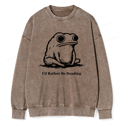 Pagewings I'd Rather Be Reading Unisex Washed Sweatshirt