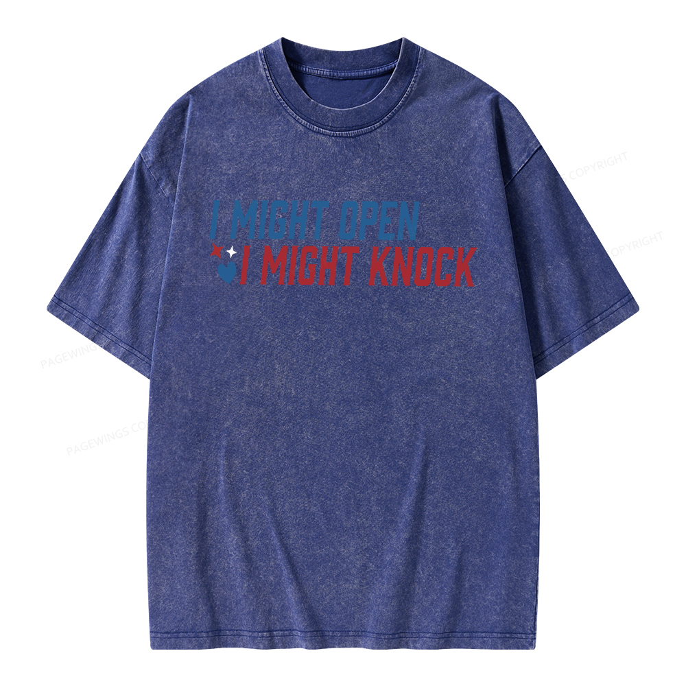 Pagewings I Might Knock Unisex Washed T-shirt