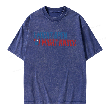 Pagewings I Might Knock Unisex Washed T-shirt