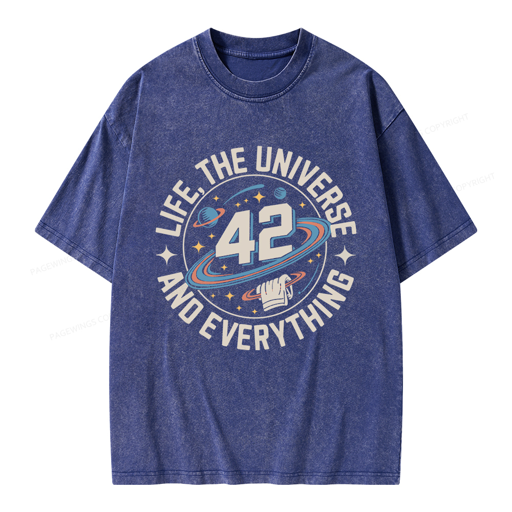 Pagewings Life The Universe And Everything Unisex Washed T-shirt