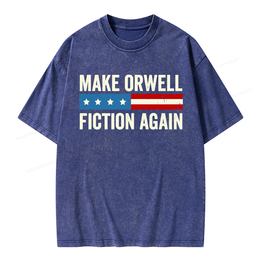 Pagewings Make Orwell Fiction Again Unisex Washed T-shirt
