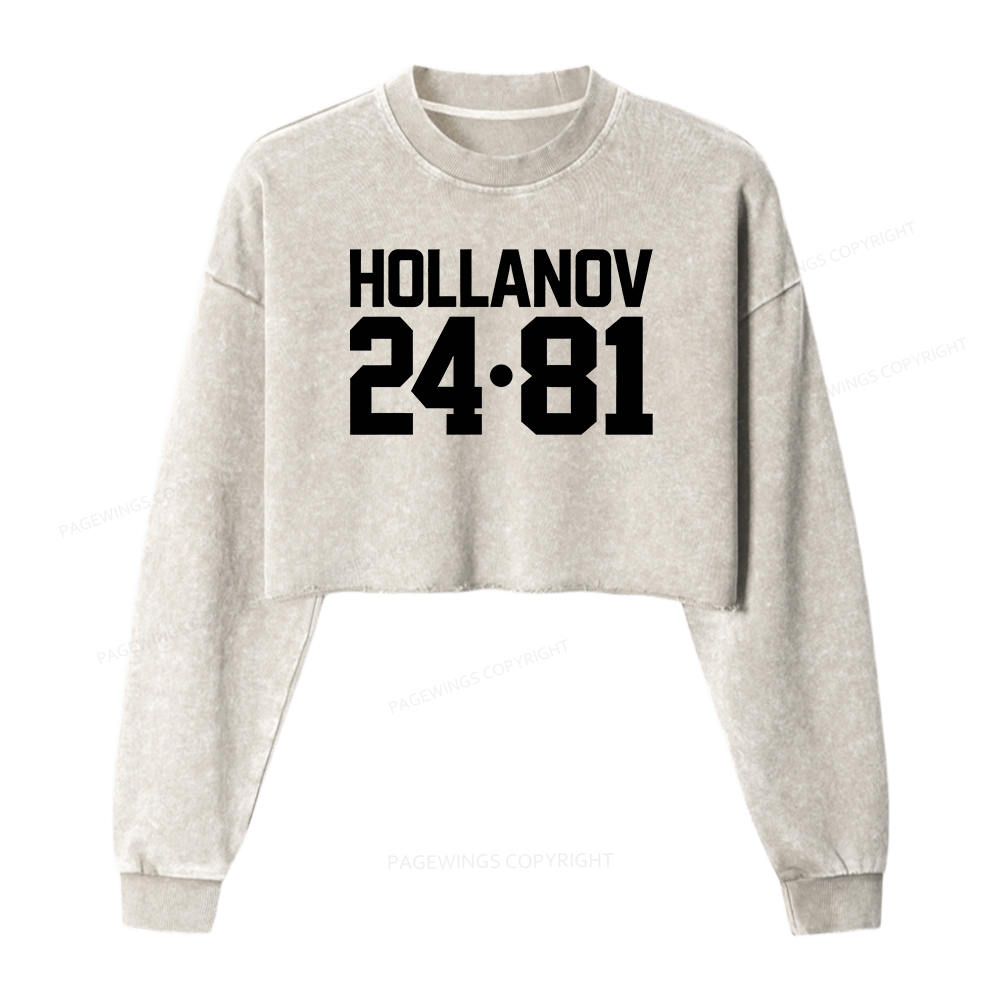 Pagewings Romance Numbers Washed Crop Sweatshirt