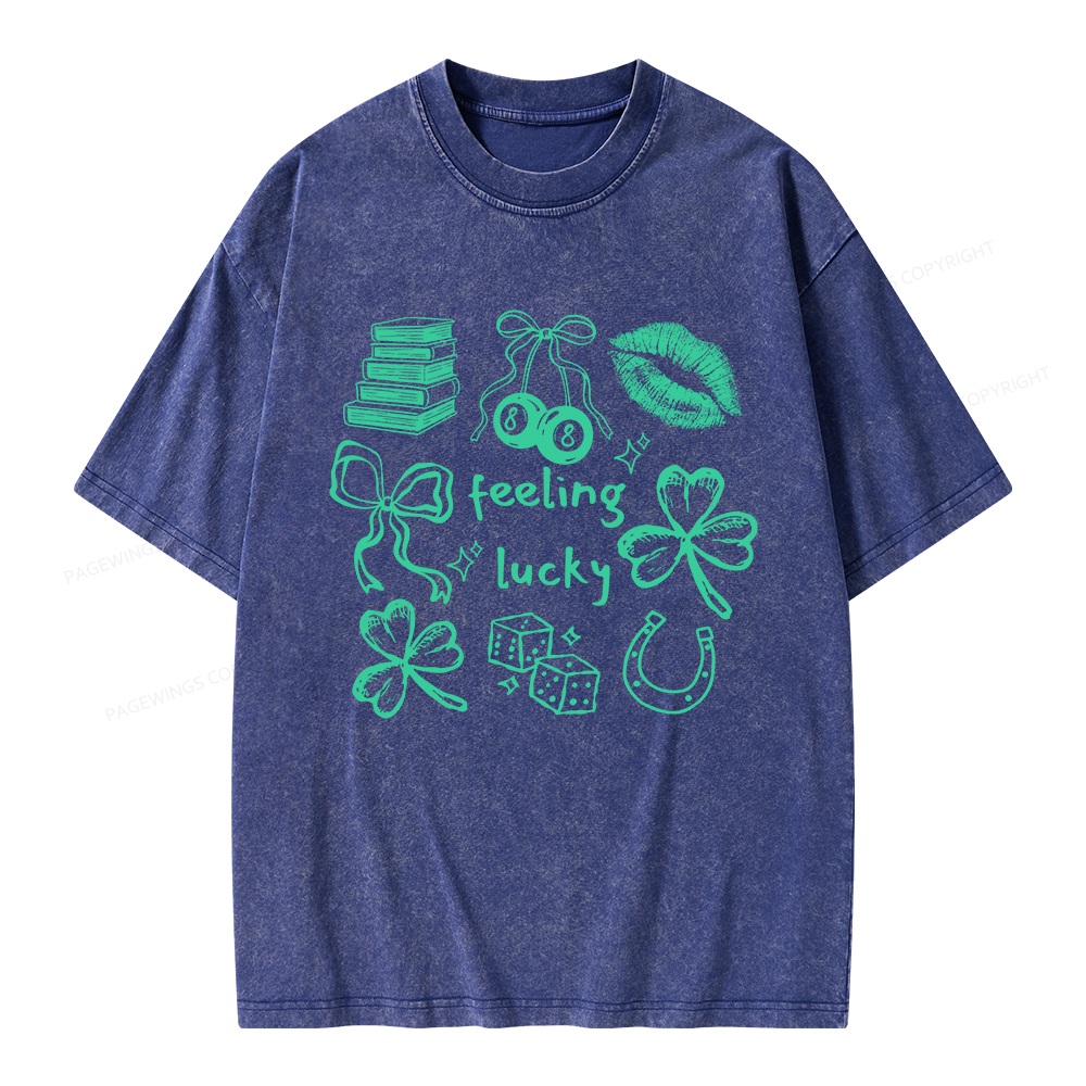 Pagewings Feeling Lucky St. Patrick's Day Unisex Washed T-shirt