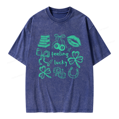 Pagewings Feeling Lucky St. Patrick's Day Unisex Washed T-shirt