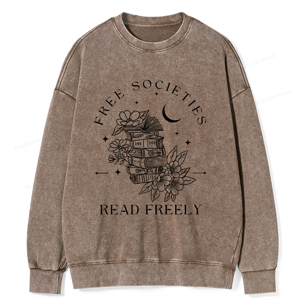 Pagewings Free Societies Read Freely Comfort Colors Shirt Unisex Washed Sweatshirt
