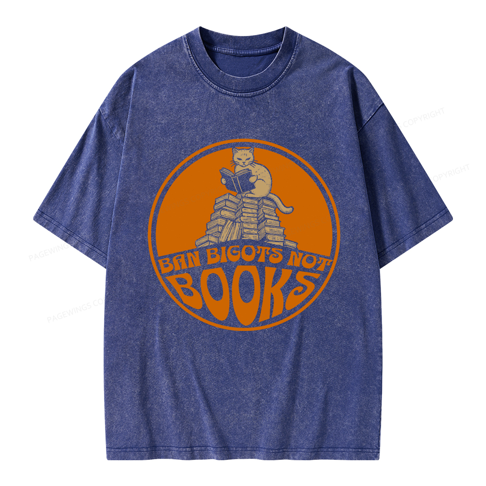 Pagewings Ban Bigots Not Books Unisex Washed T-shirt