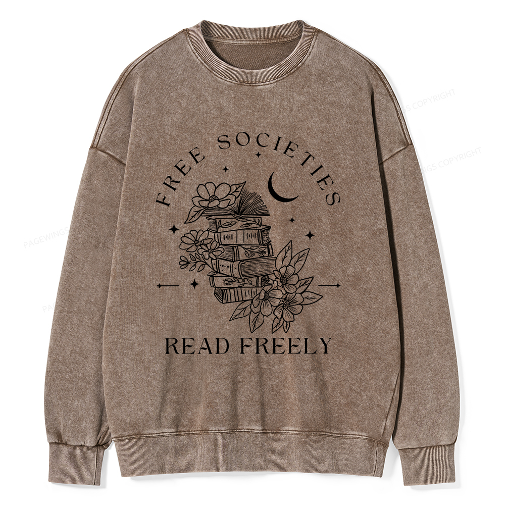Pagewings Free Societies Read Freely Comfort Colors Shirt Unisex Washed Sweatshirt