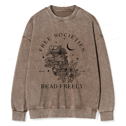 Pagewings Free Societies Read Freely Comfort Colors Shirt Unisex Washed Sweatshirt