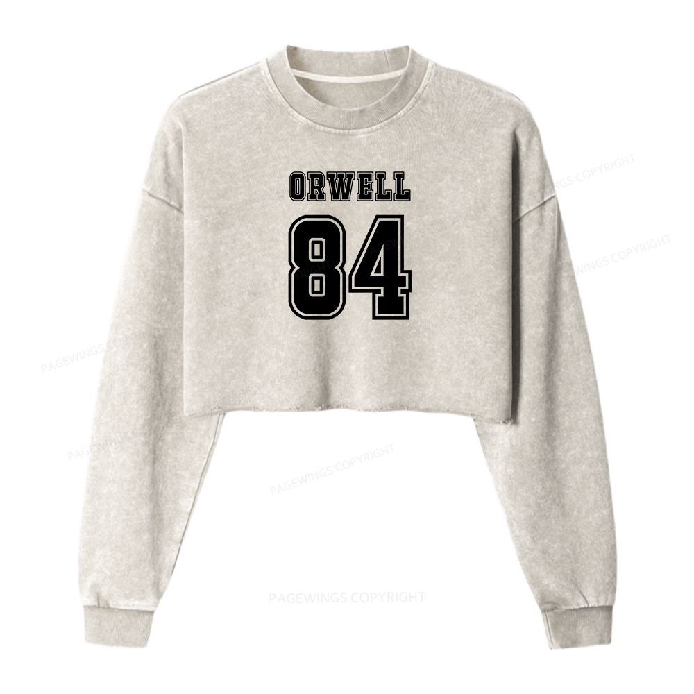 Pagewings Orwell 84 Washed Crop Sweatshirt