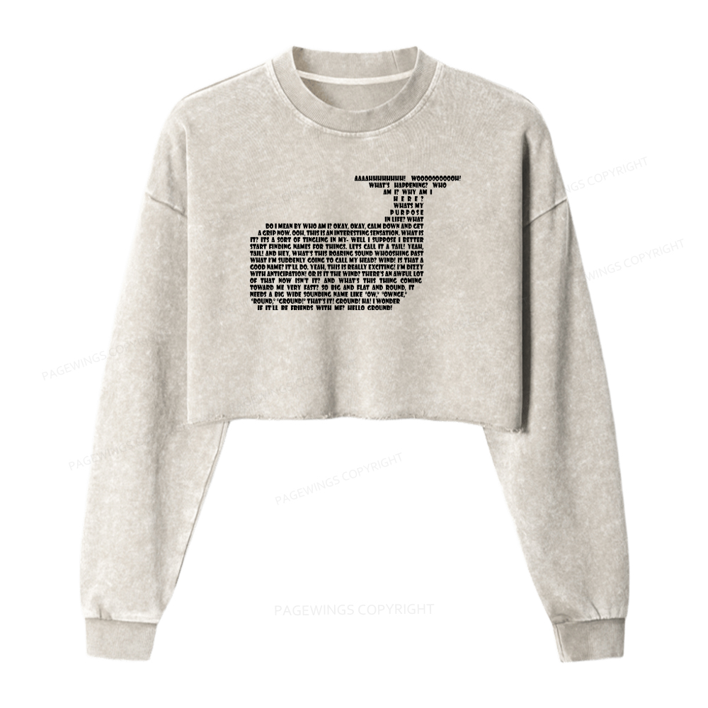 Pagewings Sci-Fi Book Lover Washed Crop Sweatshirt