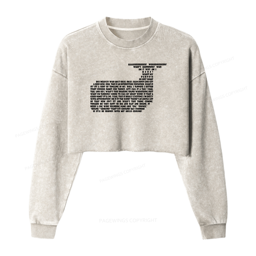 Pagewings Sci-Fi Book Lover Washed Crop Sweatshirt