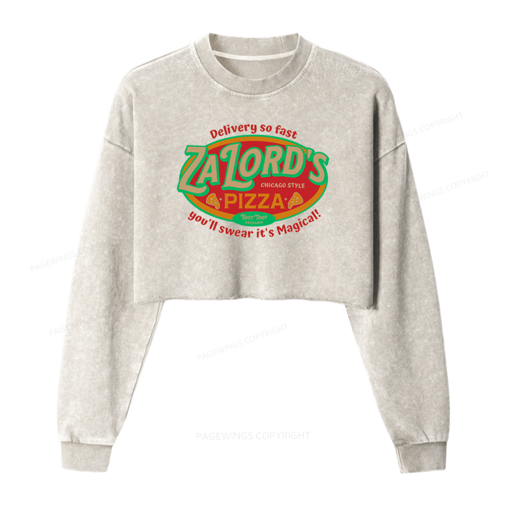 Pagewings Fantasy Books Lover Washed Crop Sweatshirt