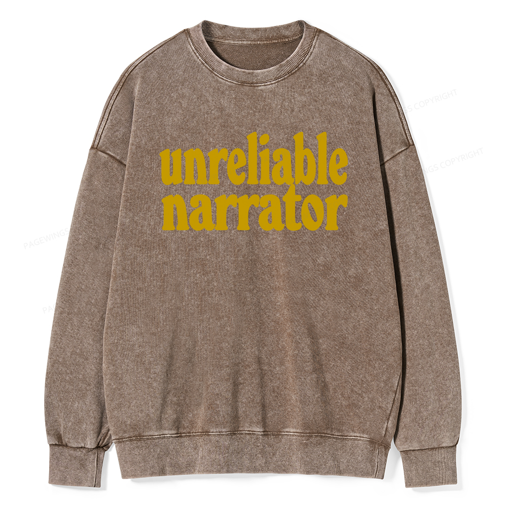 Pagewings Unreliable Narrator Unisex Washed Sweatshirt