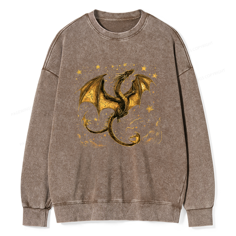 Pagewings Fantasy Dragon Unisex Washed Sweatshirt