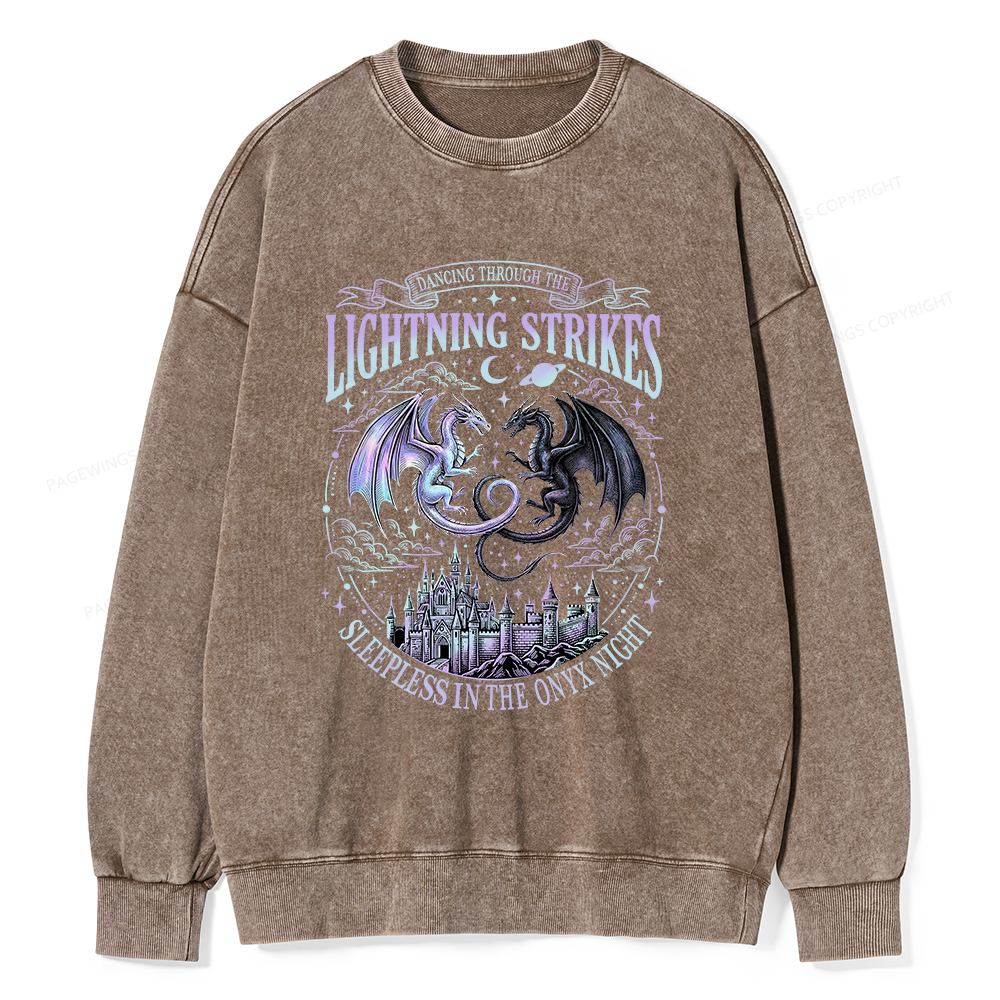 Pagewings Lightning Strikes Unisex Washed Sweatshirt