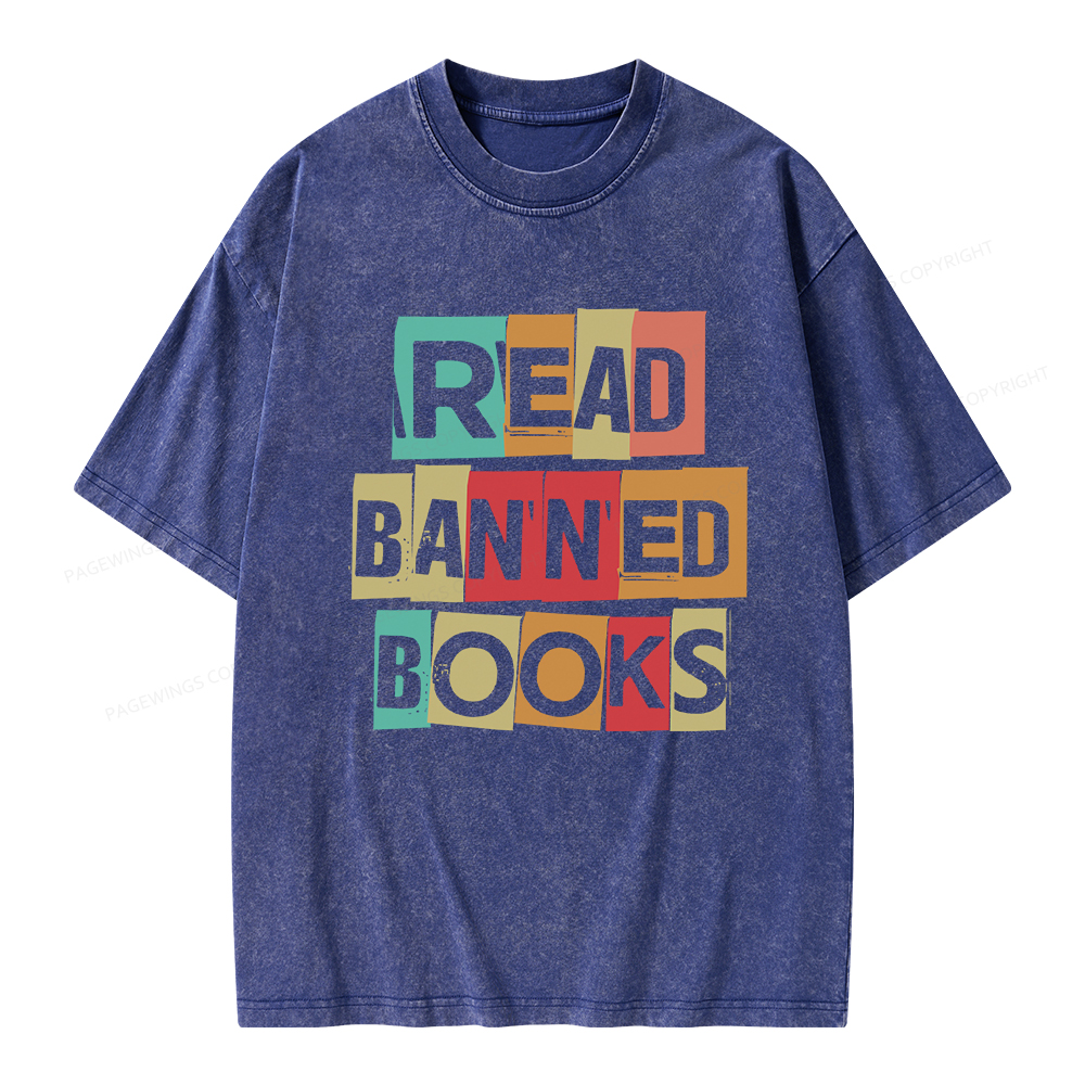 Pagewings Read Banned Books Shirt Unisex Washed T-shirt