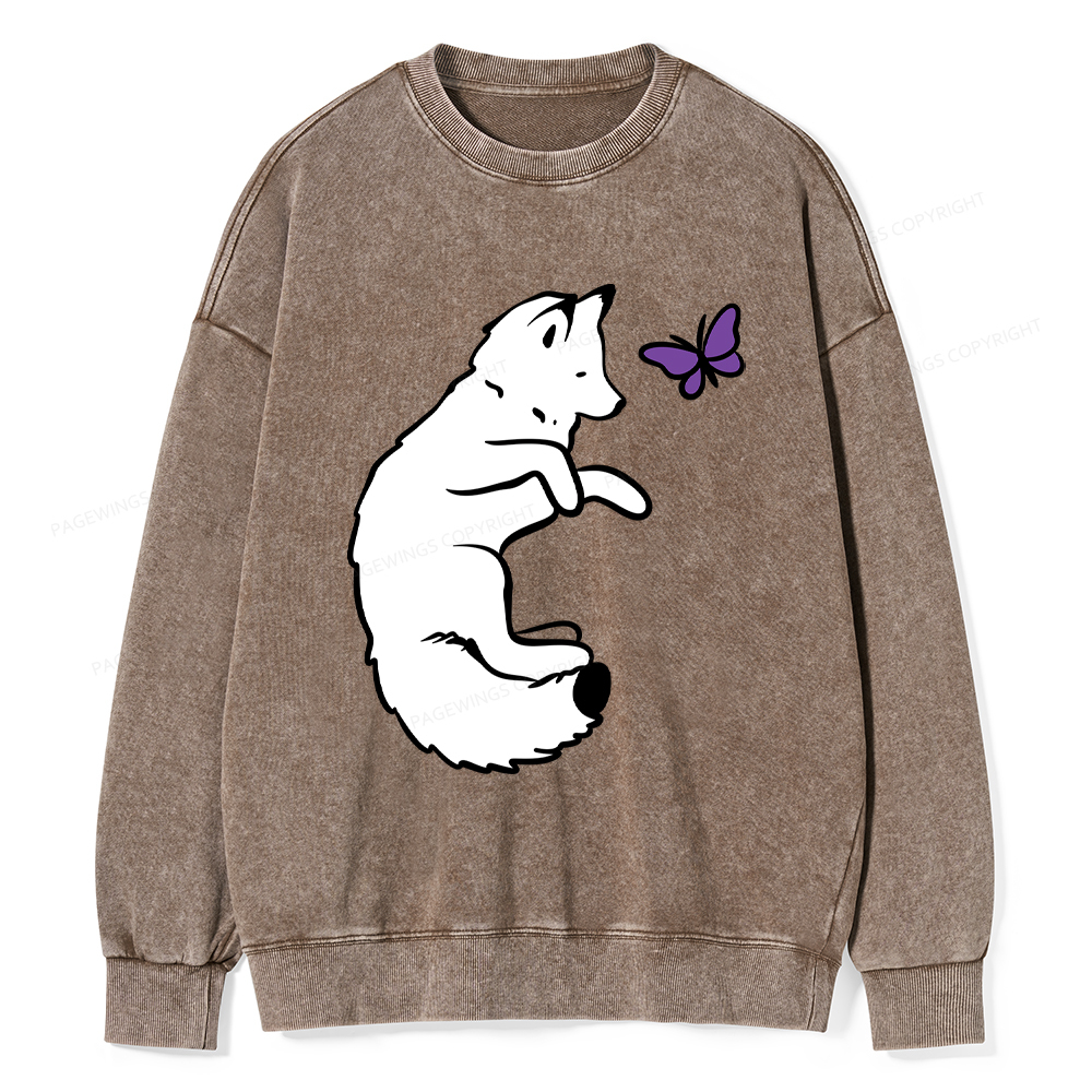 Pagewings Snow Fox Unisex Washed Sweatshirt