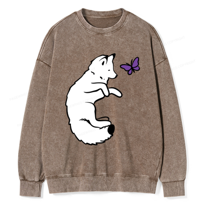 Pagewings Snow Fox Unisex Washed Sweatshirt