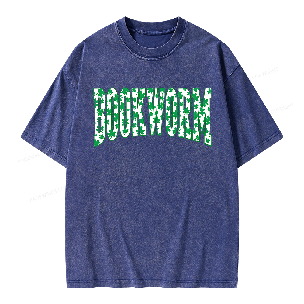 Pagewings St. Patricks Day Bookworm Unisex Washed T-shirt