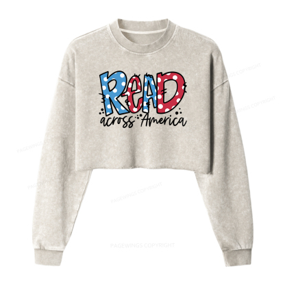 Pagewings Read Across America Washed Crop Sweatshirt